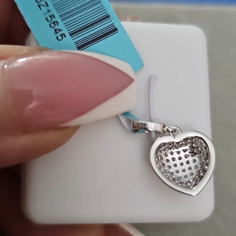 NWT Moissanite Puffy Heart Pendant 925 Sterling Silver